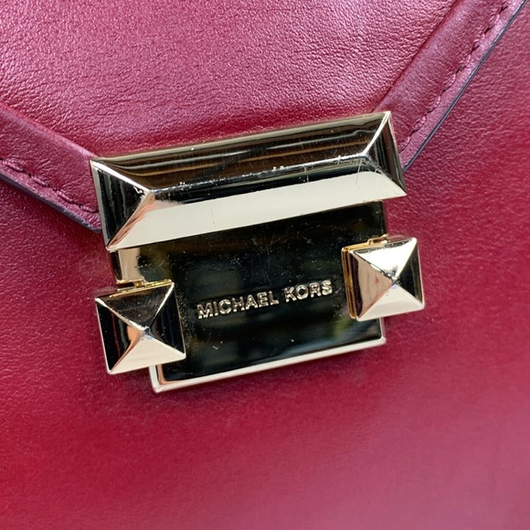 Michael Kors Whitney Leather Backpack Purse Gold chain Brick red New NWOT - Picture 4 of 17